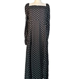 Lulu's Black and White Polka Dot‎ Long Sleeve Dress